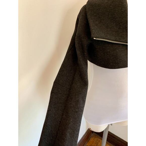 Shipley Halmos Cropped Dark Charcoal Grey Wool Bolero Jacket Shrug XS Collar - Picture 5 of 16